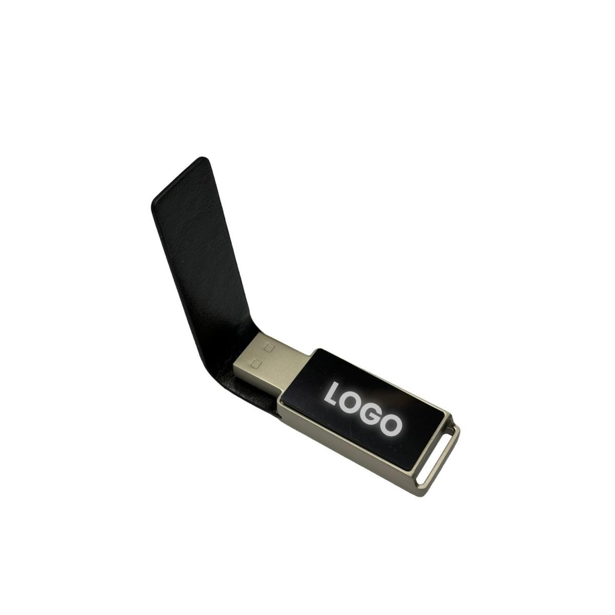 Deri Kapaklı Beyaz Işıklı USB Bellek 32GB