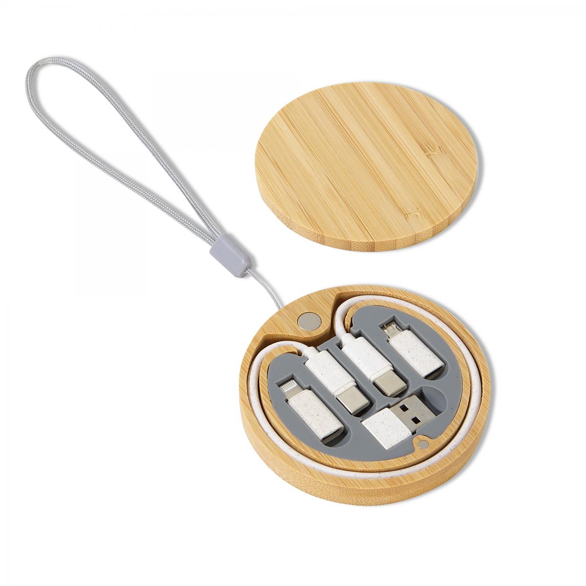 Çok Fonksiyonlu Taşınabilir Yuvarlak  Bambu  Kablo Seti